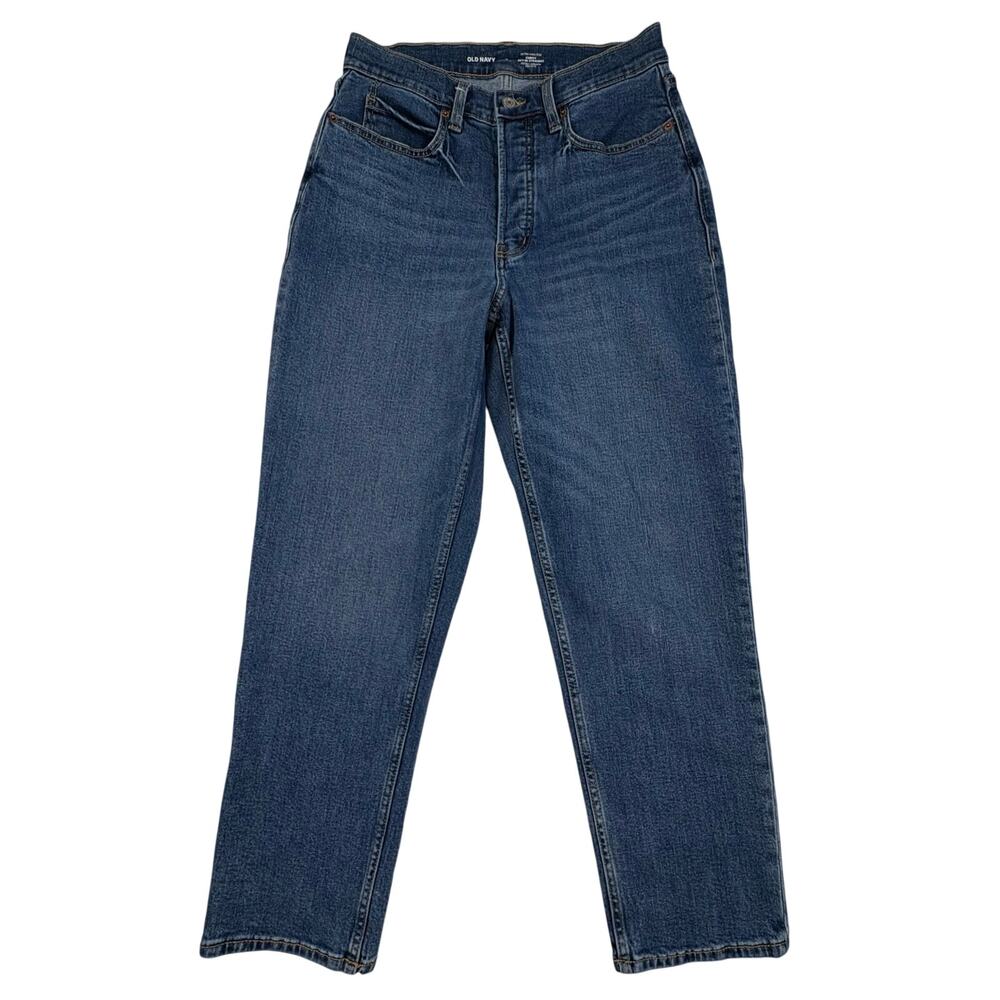 Old Navy Curvy Sky-Hi Straight Jeans Women's 8 Blue Button Fly